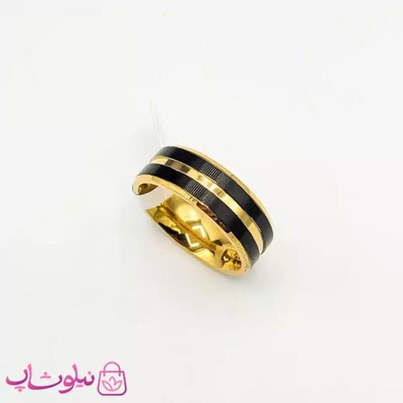 انگشتر رینگ مردانه استیل مشکی طلایی طرح Cartier کد 170 - 11|باسلام