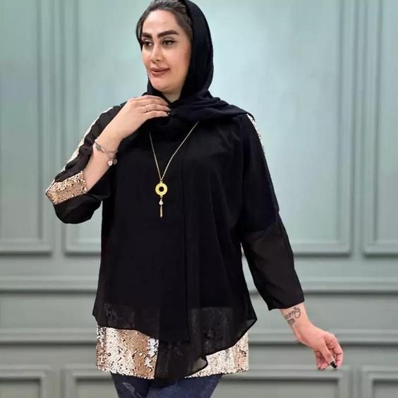 شومیز آویز گردنی پولک دورو |باسلام (Badame dress)