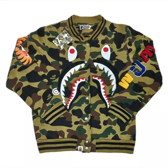 کاپشن بیسبالی سبز مشکی چریکی بیپ BAPE|باسلام