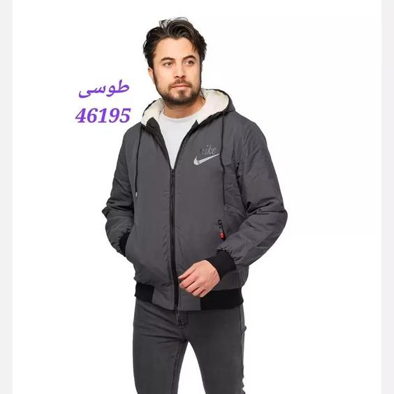 کاپشن مردانه بادگیر  آستین بلند جنس مموری رنگ طوسی 46195 مشکی 46196 شیری 46197 سایز XXL، XXXL یقه گرد جیب زیپی |باسلام