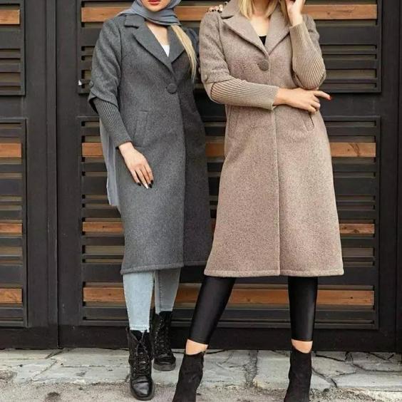 پالتو زنانه ندا جنس بافت ریز فشرده فری سایز 36 تا 44 ( ارسال رایگان )|باسلام (💜 کده نیلی💜 زنانه -مانتو زنانه-کفش زنانه)