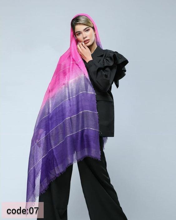 شال نخی لمه دار پولک دوزی07 Cotton shawl|دارِن کالا