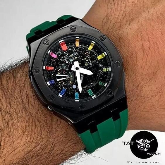 ساعت جیشاک طرح AP قاب فلزی کهکشانی موتور ژاپن مونتاژ تایلند یک سال گارانتی g-shock|باسلام