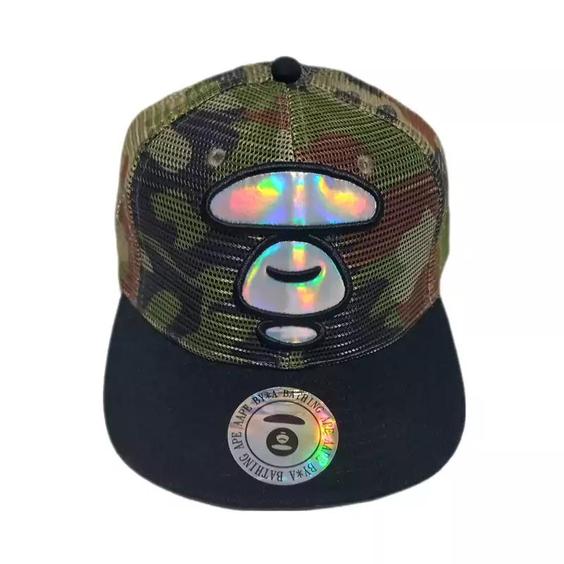 کلاه کپ مشکی سبز چریکی توری بیپ BAPE|باسلام