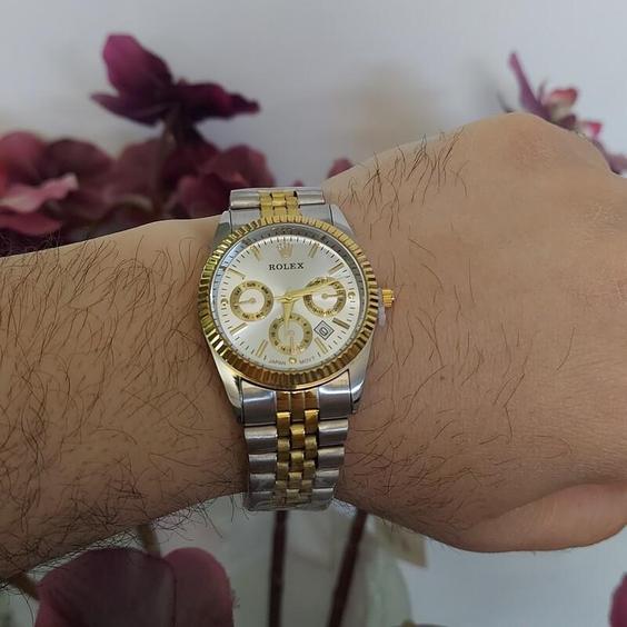 ساعت مردانه  رولکس Rolex صفحه سفید طرح سه موتور|باسلام