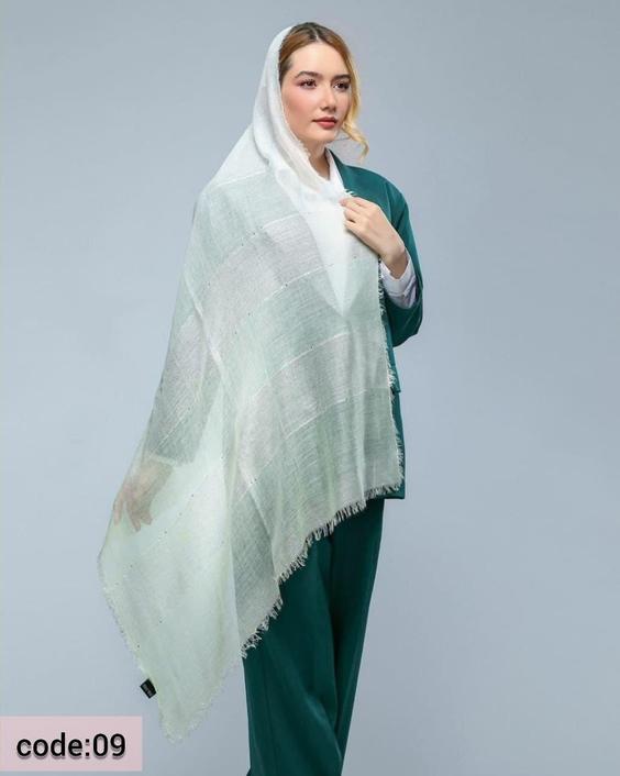 شال نخی لمه دار پولک دوزی09 Cotton shawl|دارِن کالا