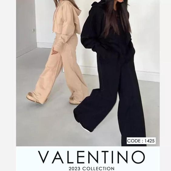 Valentino ست کراپ شلوار کلاهدار بگ|باسلام (مزون  لباس صدف)