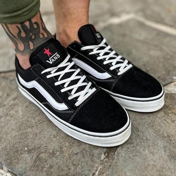 کفش کتونی ونس اولد اسکول vans old school مشکی سفید مردانه و زنانه ست|باسلام