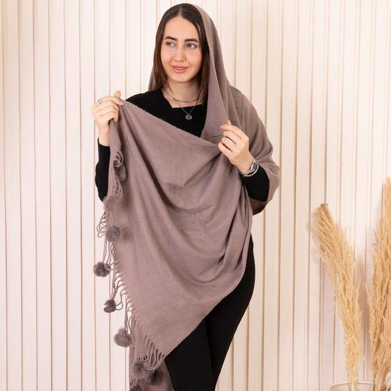 شال موهر خارجی منگوله خزدارCASHMERE|مرکز خرید دیبا