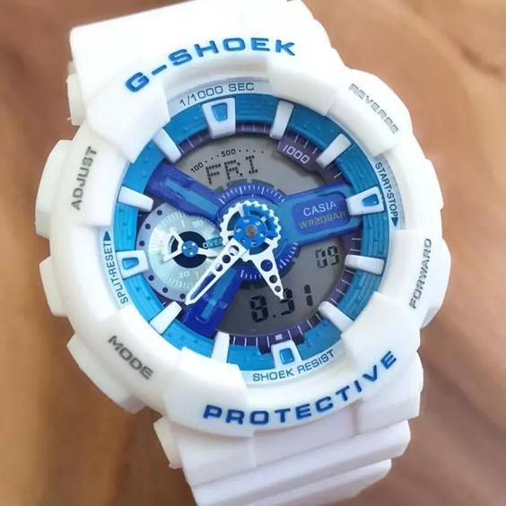 ساعت مچی مردانه کاسیو جی شاک سفید صفحه آبی Casio g shock |باسلام