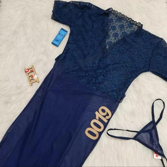 لباس خواب بلند Love Lingerie کد L0019 رنگ سورمه ای مناسب سایز 38 تا 42|باسلام