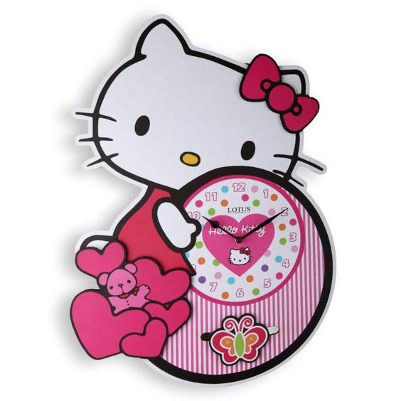 ساعت دیواری چوبی اتاق کودک لوتوس مدل HELLO KITTY|دزتایم