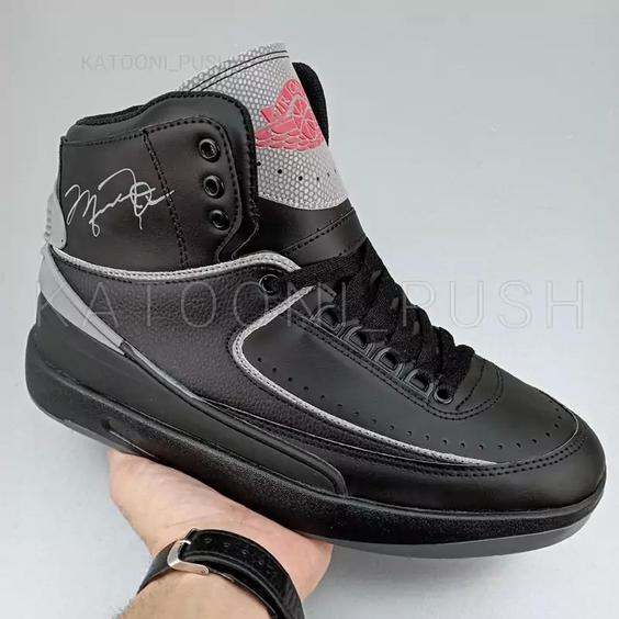 کتانی مردانه جردن Nike Jordan 2 ساقدار  مشکی طوسی 41 تا 44 ( کتونی جردن - جردن 2 - کفش ساقدار - کفش ایر جردن   ) |باسلام