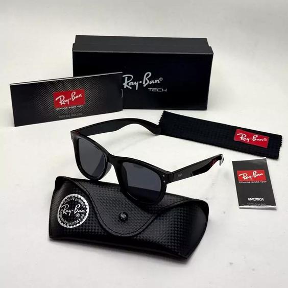 عینک آفتابی ریبن ویفرر ریورس مشکی به همراه پک کامل اصلی rayban|باسلام