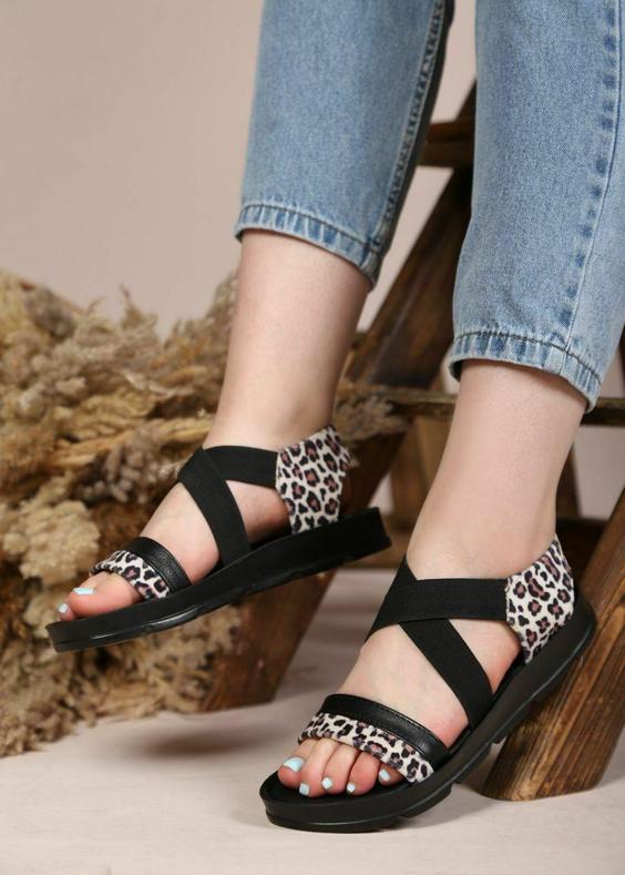 کفش صندل پلنگی مجلسی زنانهds00575 sandal shoe|دارِن کالا