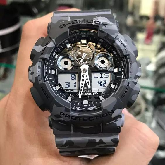 ساعت  مچی جی شاک های کپی ارتشی(جیشاک GShock) تنظیم اتوماتیک با پایتخت کشورها ، اتولایت اتوماتیک(مدل GA100-1A1)|باسلام