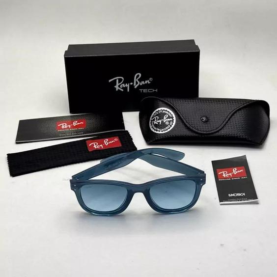 عینک آفتابی ریبن ویفرر ریورس آبی به همراه پک کامل اصلی rayban|باسلام