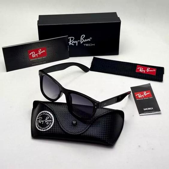 عینک آفتابی ریبن ویفرر ریورس مشکی عدسی هایلایت به همراه پک کامل اصلی rayban|باسلام