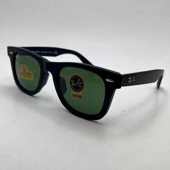 عینک آفتابی ویفرر ریبن reyban WAYFARER شیشه سنگ سبز فریم مات سایز 50 به همراه پک کامل اورجینال RB 2140|باسلام (عینک رزیدنت)