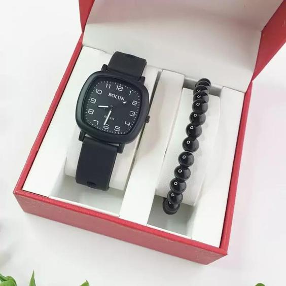 ساعت مچی بند رابر ژله ای صفحه سیاه bolun pastille watch |باسلام