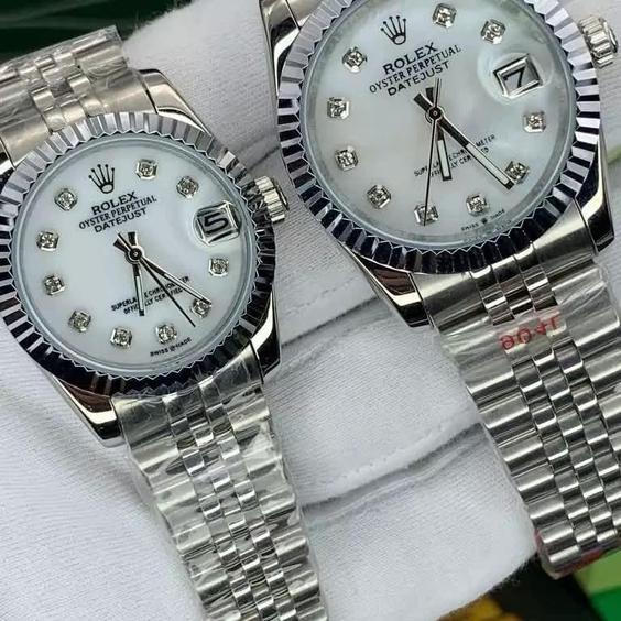 ساعت مچی ست مردانه و زنانه رولکس مدل مشهور دیت جاست بند استیل ROLEX DATEJUST |باسلام