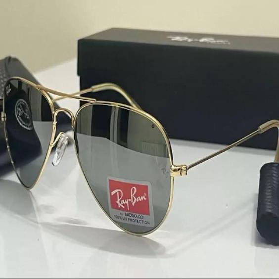 عینک آفتابی ریبن RayBan خلبانی شیشه نقره ای فریم طلایی کد 265|باسلام