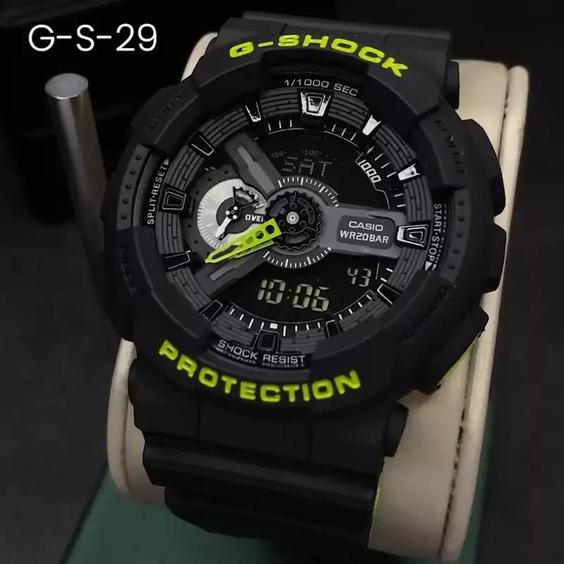 ساعت  مچی جی شاک GA110 مشکی فسفری  (جیشاک GShock) ، صد در صد ضدآب ، تنظیم اتوماتیک با پایتخت کشورها ، اتولایت دار|باسلام (گالری ساعت دقیقی24)