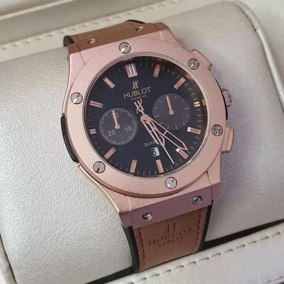 ساعت مچی مردانه و پسرانه هابلوت بند چرمی Hublot |باسلام