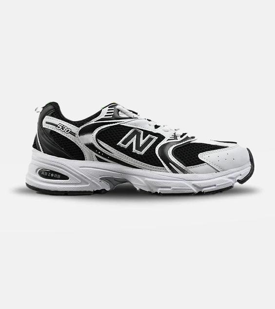 کفش کتانی مردانه و زنانه سفید مشکی NEW BALANCE 530 مدل 3144|لوزی