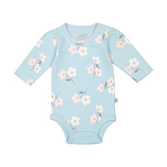 بادی نوزادی آستین بلند دخترانه نیلی لاولی مدل love ly 8618 Indigo long sleeve baby bodysuit for girls, love ly model 8618|هوراسا