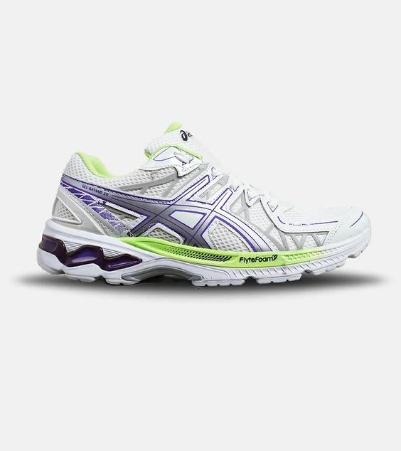 کفش کتانی مردانه سفید بنفش لیمویی ASICS KAYANO 20 مدل 6135|لوزی