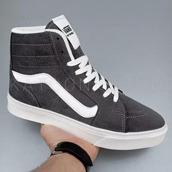 کتونی ونس ساقدار مردانه  Vans رنگ طوسی  41 تا 44 ( کفش ونس - کتونی مردانه - کفش اسپرت - کفش مردانه - کتونی مردانه )|باسلام