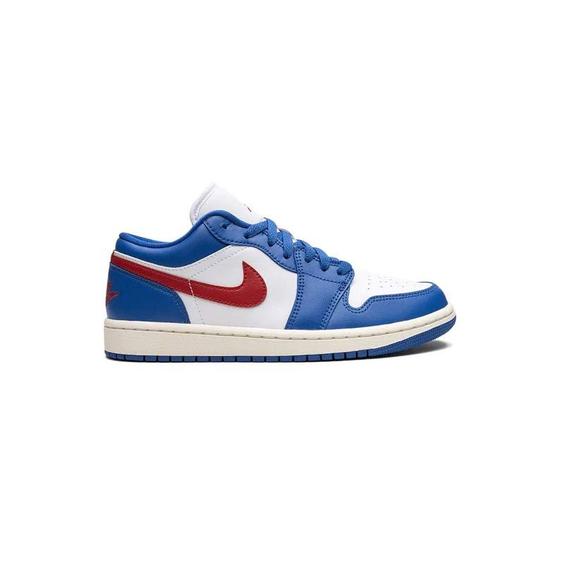 کتونی نایک ایرجردن 1 ساق کوتاه آبی سفید قرمز Nike Air Jordan 1 Low Sport Blue Gym Red|کتونی باز