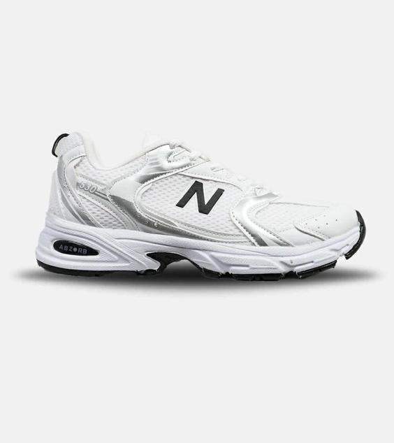 کفش کتانی مردانه و زنانه سفید نقره ای NEW BALANCE 530 مدل 5507|لوزی