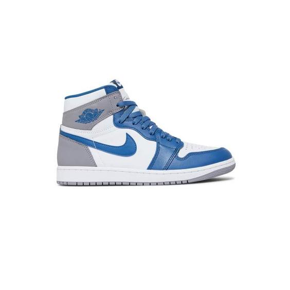 کتونی نایک ایرجردن 1 طوسی آبی سفید Nike Air Jordan 1 Retro High OG True Blue|کتونی باز