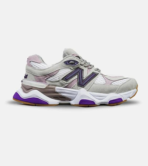 کفش کتانی مردانه و زنانه سفید شیری بنفش NEW BALANCE 9060 مدل 4961|لوزی