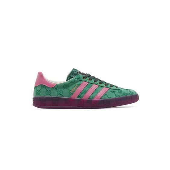 کفش آدیداس گزل گوچی سبز صورتی Adidas Gazelle Gucci Green GG Monogram|کتونی باز