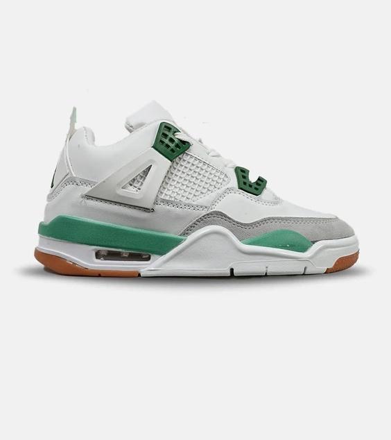 کتانی ساقدار زنانه و مردانه سفید طوسی سبز Nike air jordan 4 مدل 4829|لوزی