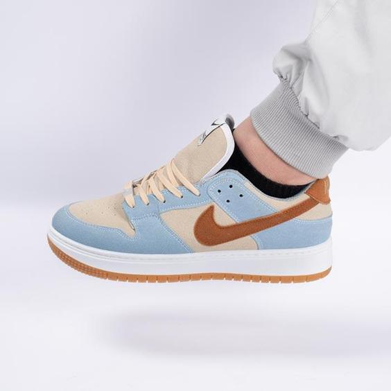 کفش کتانی اسپرت مردانه رنگ آبی کرم مدل نایک NIKE AIR FORCE کد 71189|کتونی خان