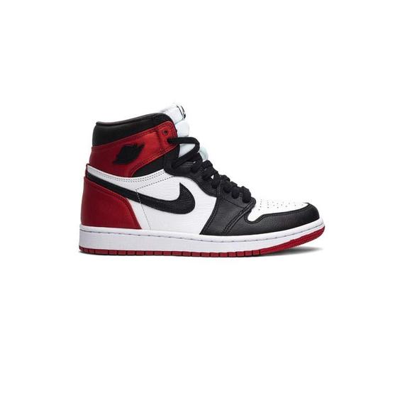 کتونی نایک ایرجردن 1 مشکی سفید قرمز Nike Air Jordan 1 Retro High Satin Black Toe|کتونی باز