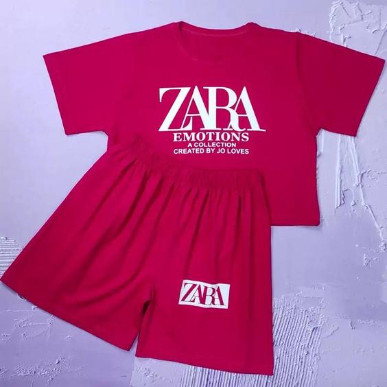 ست تیشرت کراپ و شورتک زنانه ZARA    فری سایز (سایز 38 تا 44)    جنس نخ پنبه|باسلام (لودوس گالری)