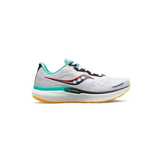 کتانی رانینگ ساکونی سفید فیروزه ای Saucony Triumph 19 White Yellow Green Black|کتونی باز