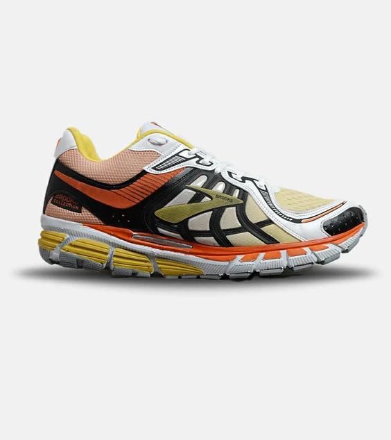 کفش کتانی بزرگ پا نارنجی زرد BROOKS adrenaline gts 22 مدل 6102|لوزی