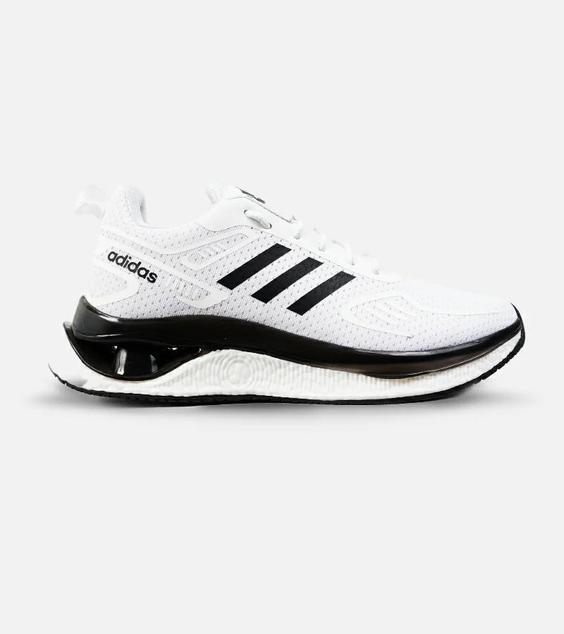 کفش کتانی مردانه سفید خط مشکی Adidas running shoes مدل 3043|لوزی