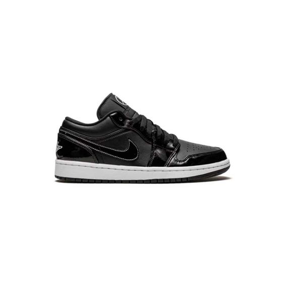 کتونی نایک ایرجردن 1 ساق کوتاه مشکی ورنی Nike Air Jordan 1 Low Black Space Jam|کتونی باز