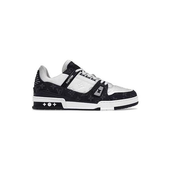 کتونی لویی ویتون مشکی سفید Louis Vuitton LV Trainer Black White|کتونی باز