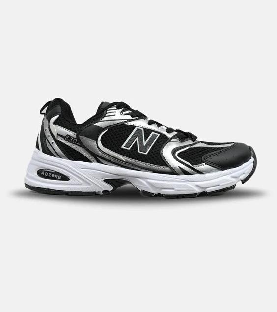 کفش کتانی مردانه و زنانه مشکی نقره ای NEW BALANCE 530 مدل 5508|لوزی