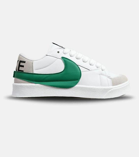 کفش نایک مردانه و زنانه سفید سبز Nike Blazer Low 77 Jumbo مدل 5607|لوزی