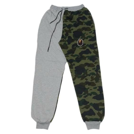 شلوار گرمکن بدون گرگ طوسی سبز چریکی بیپ bape|باسلام