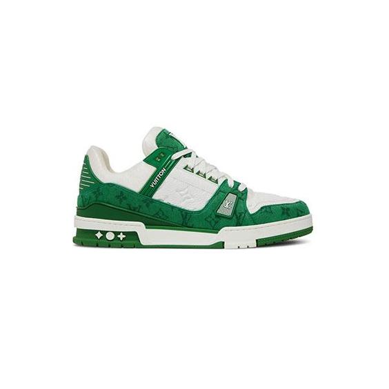 کتونی لویی ویتون سبز سفید Louis Vuitton LV Trainer Green White|کتونی باز